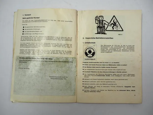 Deutz Fahr M 1102 1202 Mähdrescher Betriebsanleitung Bedienungsanleitung 1981