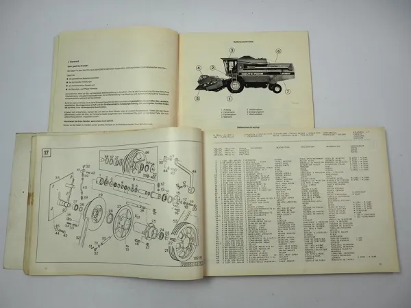 Deutz Fahr M 2480 2580 2680 2780 Mähdrescher Betriebsanleitung Ersatzteilliste