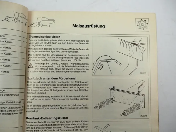 Deutz Fahr M 34 35 36 H Maisausrüstung Corn Cob Mix CCM Betriebsanleitung 1990