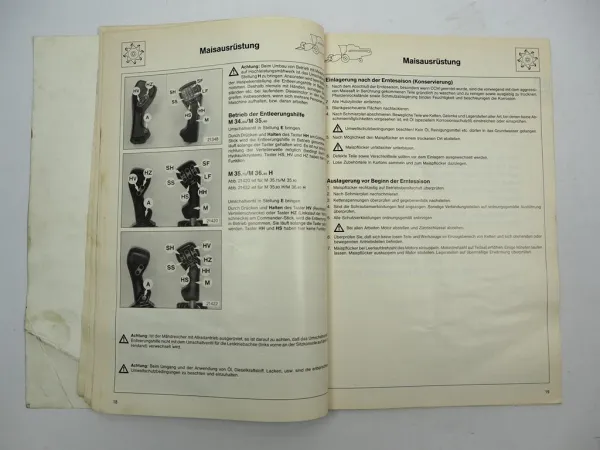 Deutz Fahr M 34 35 36 H Maisausrüstung Corn Cob Mix CCM Betriebsanleitung 1990