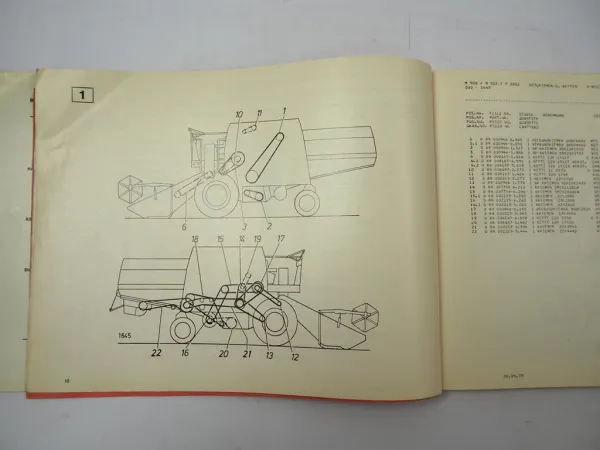 Deutz Fahr M 900 922 1002 Mähdrescher Ersatzteilliste Spare Parts List 1979