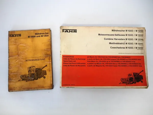 Deutz Fahr M1000 M1200 Mähdrescher Betriebsanleitung Ersatzteilliste 1970/78