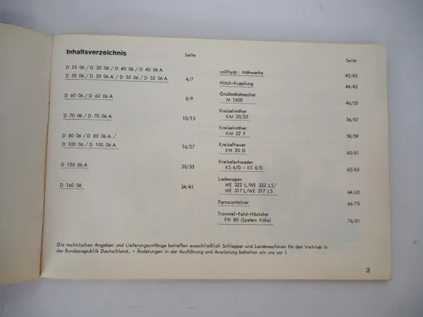 Deutz Fahr Neuheiten Produktprogramm 1970 D2506 bis D16006 M1600 KM22 KH20D WE