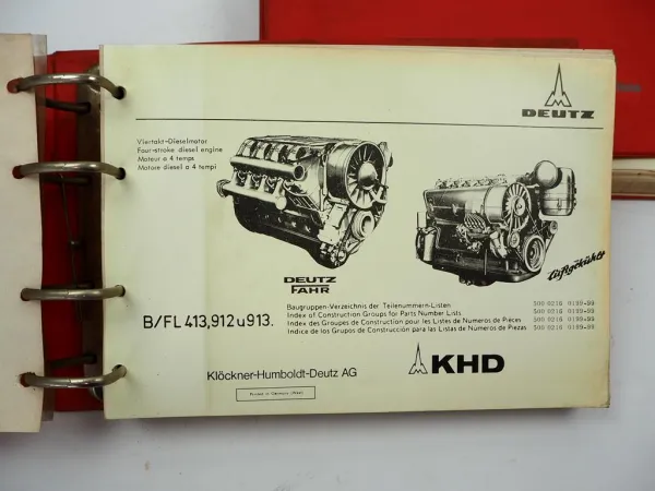Deutz FL 413 912 913 Motor Baugruppen- Gegenüberstellungs- Verzeichnis 1975/78
