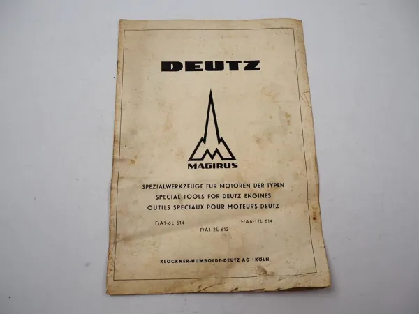 Deutz FL 514 612 614 Motor Spezialwerkzeug Katalog 1950/60er Jahre