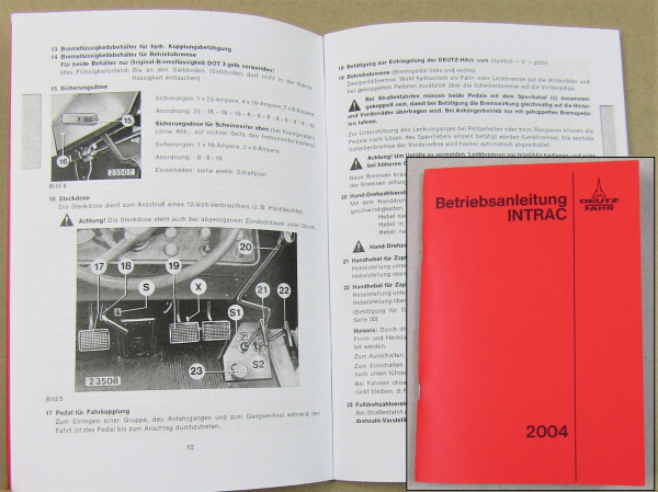 Deutz Intrac 2004 Betriebsanleitung Bedienung Wartung Schmierplan Schaltplan