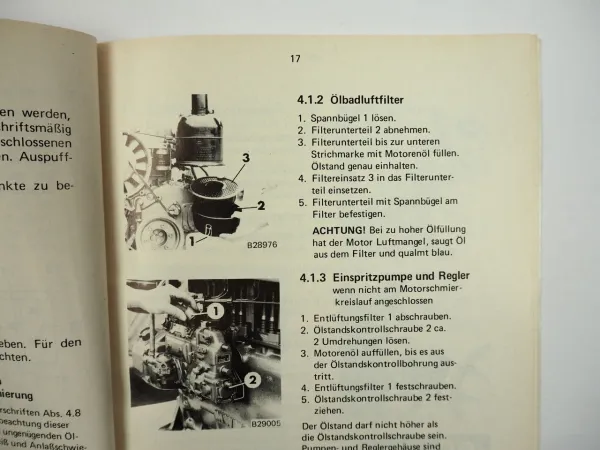 Deutz MWM D327 2 - 6 Zyl. Motor Betriebsanleitung Bedienungsanleitung 1996
