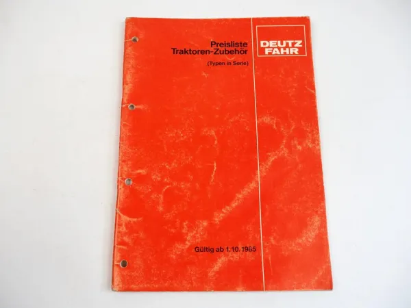 Deutz Preisliste Traktoren Zubehör für Baureihen DX3 bis DX8 07 Intrac 1985