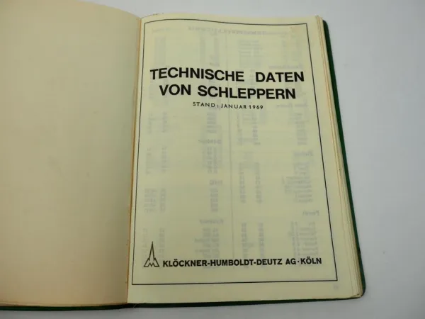 Deutz technische Daten von Schleppern 1.1969 4006 5006 5506 6006 9006 Vergleich