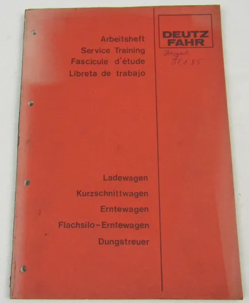 Deutz Wagen Kundendienstschule Service Training Werkstatthandbuch 1984