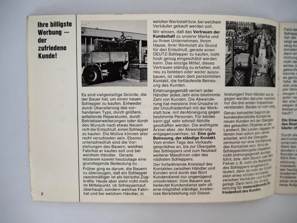 Deutz Werbeheft A-Z Nr. 8 Thema Schlepperübergabe 1960er Jahre