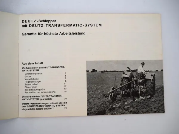 Deutz Werbeheft A-Z Nr. 9 Transfermatic System für Deutz Schlepper 1960er Jahre
