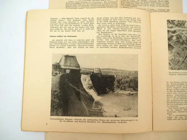 Die Sperrmauer ist getroffen Bericht Zerstörung Edertalsperre Waldeck 1950er J.