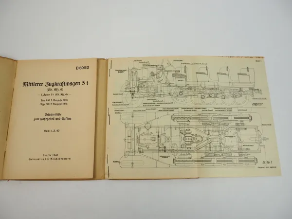 Dienstvorschrift D606/2 Sd.Kfz 6 BNL DBL 5 Zugwagen 5 to Ersatzteilliste 1940