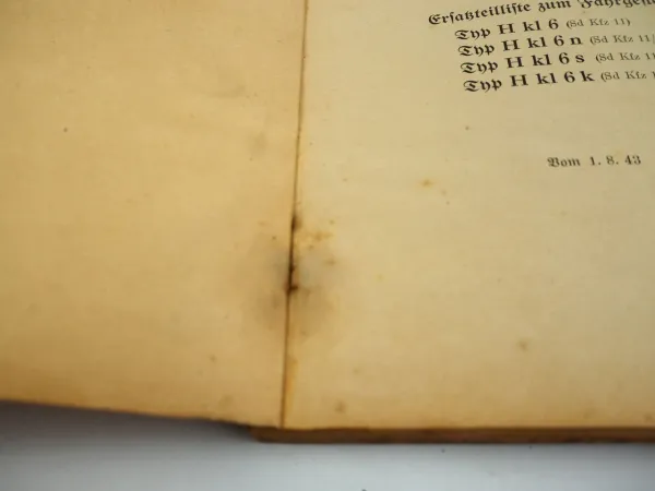 Dienstvorschrift D660/2 Sd.Kfz 11 Hkl 6 Halbkettenfahrzeug Ersatzteilliste 1943