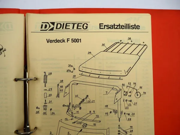 Dieteg S 500 505 506 Sitz F5001 F6001 F FP FPK 8000 Verdeck Ersatzteilliste 1975