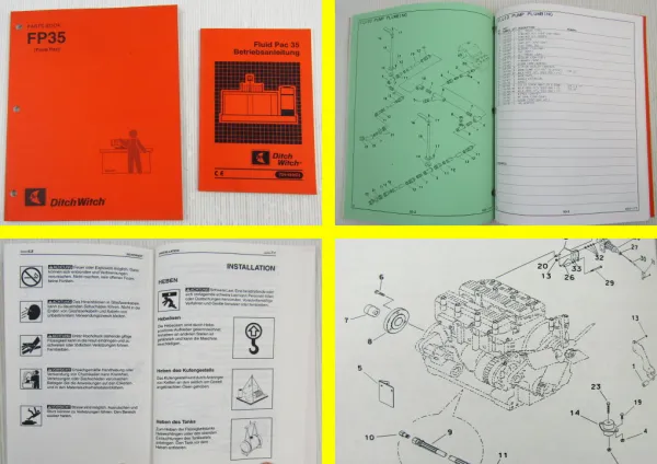 Ditch Witch Fluid Pac FP 35 Bedienungsanleitung Spare Parts List 1995/1996