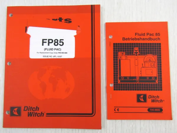 Ditch Witch Fluid Pac FP 85 Bedienungsanleitung Spare Parts List 1993/97