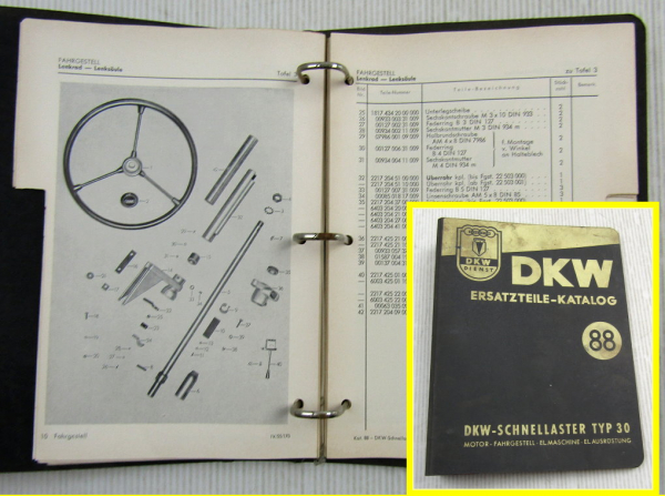 DKW Schnell-Laster Typ 30 Ersatzteilkatalog Ersatzteilliste 04/1955