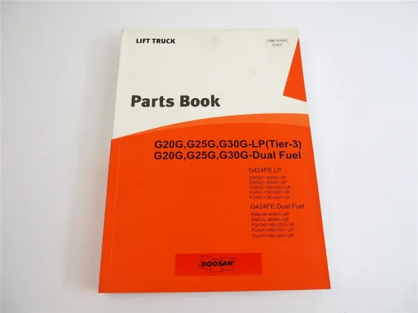 Doosan G 20 25 30 G-LP Tier 3 Dual Fuel Lift Truck Parts List Ersatzteilliste