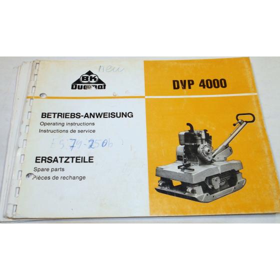 Duomat DVP4000 Bedienungsanleitung Ersatzteilliste Operating instructions Parts