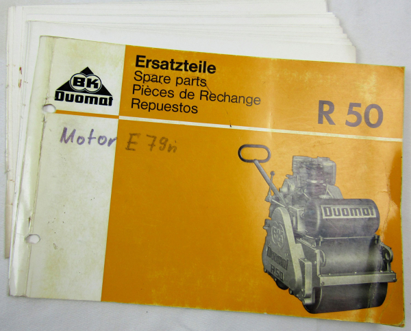Duomat R50 Walze Ersatzteilliste Parts list Pieces Rechange aus den 70er Jahren