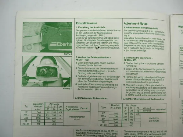 Eberhardt KE 15 20 25 30 203 253 303 403 Egge Betriebsanleitung ETL 1990