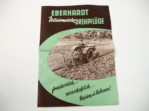 Eberhardt TDBA 332 433 Vollautom. Drehpflug Anbaugerät Prospekt Preisliste 1954