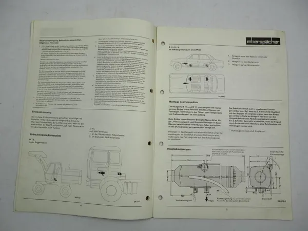 Eberspächer B1L D1L Luftheizgerät für LKW PKW Einbauanleitung Schaltplan 1988