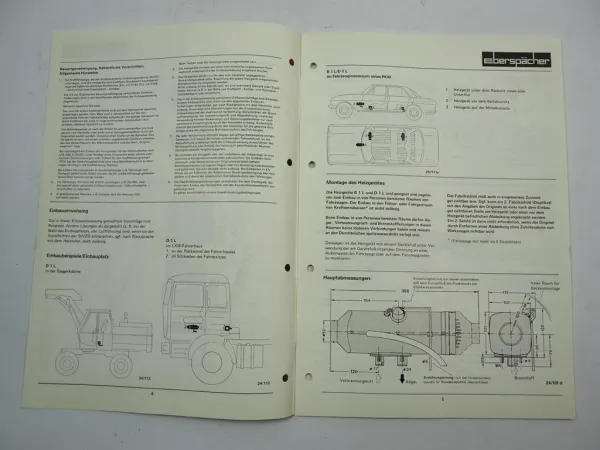 Eberspächer B1L D1L Luftheizgerät für LKW PKW Einbauanleitung Schaltplan 1990