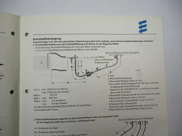 Eberspächer B3L D3L Heizgerät Betriebsanleitung Einbauanweisung 1990