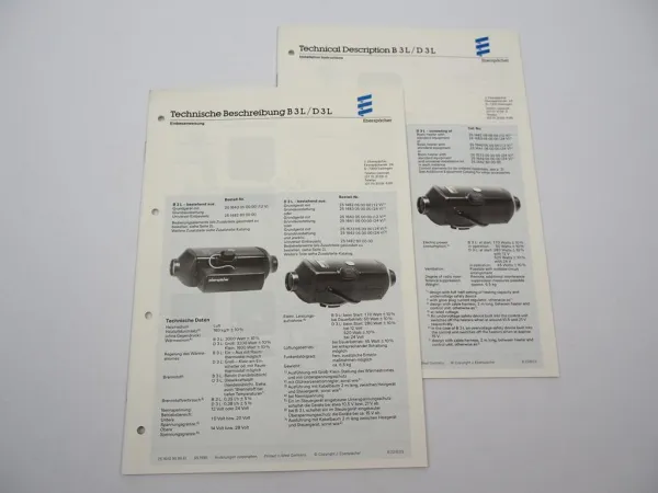 Eberspächer B3L D3L Heizgerät Betriebsanleitung Einbauanweisung 1990