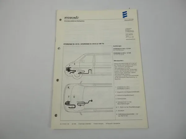 Eberspächer Hydronic B4 D4 WS Wasserheizgerät Einbau in VW T4 1999