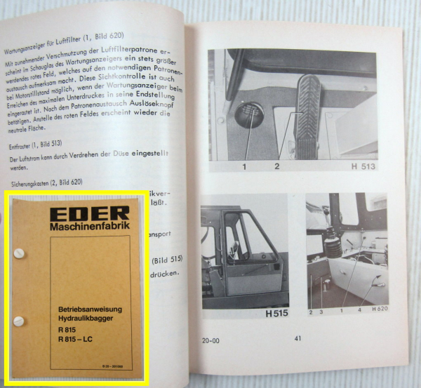 Eder R815 R815LC Hydraulikbagger Betriebsanleitung Betriebsanweisung