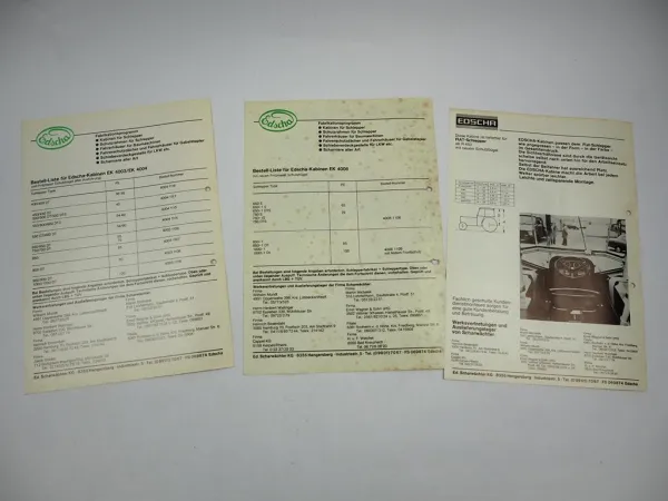 Edscha Kabine EK 4003 4004 4008 für Fiat 600 750 Schlepper 3x Prospekt 1970er J