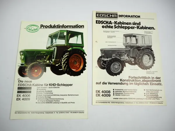 Edscha Kabine EK 4006 4008 4009 für Deutz Schlepper 2x Prospekt 1970er Jahre