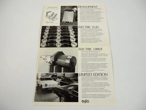 efpc Transformer 1 electric car brochure Prospekt Elektroauto USA R. Aronson 1974
