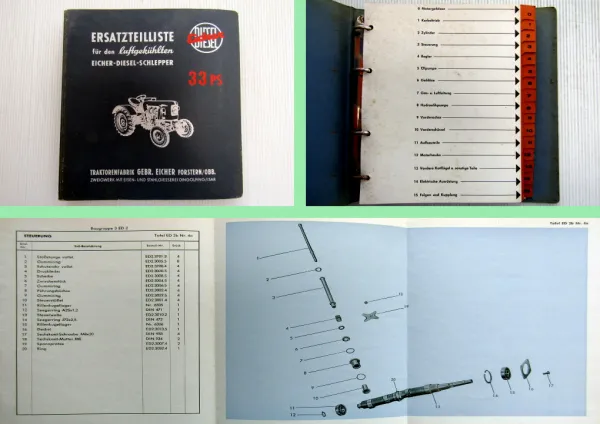 Eicher ED 33 Ersatzteilliste ED33 33 PS mit ED2 Motor 1957 Ausgabe A Original