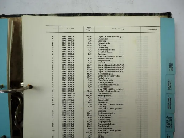 Eicher ED EDK G GZ AH AG EAG Ersatzteil Preisliste Landtechnik 1965