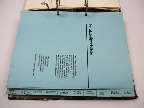 Eicher ED EDK G GZ AH AG EAG Ersatzteil Preisliste Landtechnik 1965