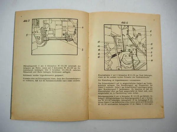 Eicher EM11 Mähwerk Montageanweisung 1950er Jahre