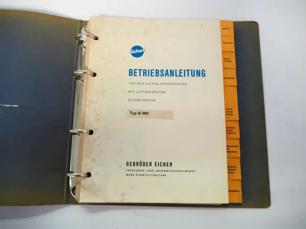 Eicher G280 Geräteträger & Arbeitsgeräte Betriebsanleitung Original Bedienung