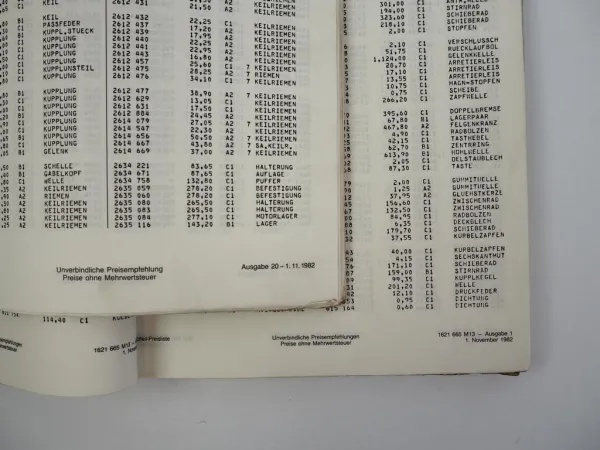Eicher + Perkins Ersatzteil-Preisliste 11/1982