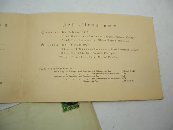 Einladung 21. Stiftungsfest Studentenverbindung Suevia Stuttgart Esslingen 1921