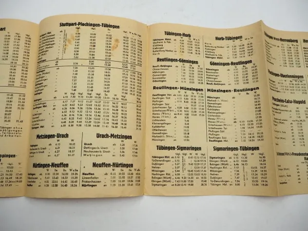 Eisenbahn Fahrplan nebst Omnibus Württemberg Stuttgart 1945