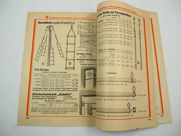 Emwe Turn Apparate Ringe Schaukel Trapez Katalog 1930er Jahre