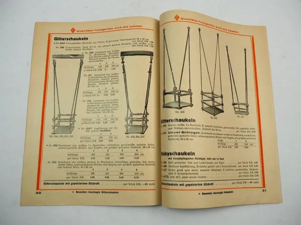 Emwe Turn Apparate Ringe Schaukel Trapez Katalog 1930er Jahre