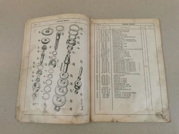 Ersatzteilkatalog Bautz AW240 Schlepper 24 PS Ersatzteilliste 1958