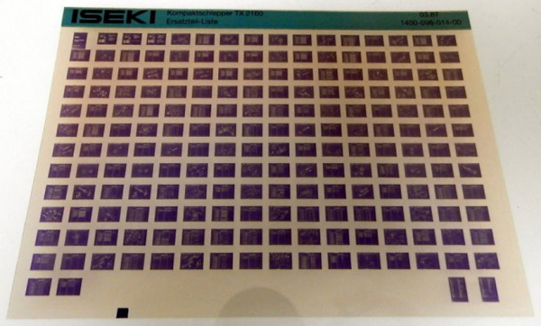 Ersatzteilkatalog Iseki TX2160 Kompaktschlepper Ersatzteilliste 3.1987