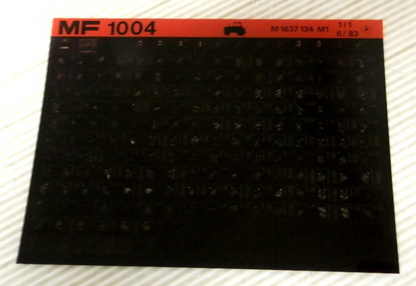 Ersatzteilkatalog Massey Ferguson MF 1004 Microfich 6/1983 Ersatzteilliste